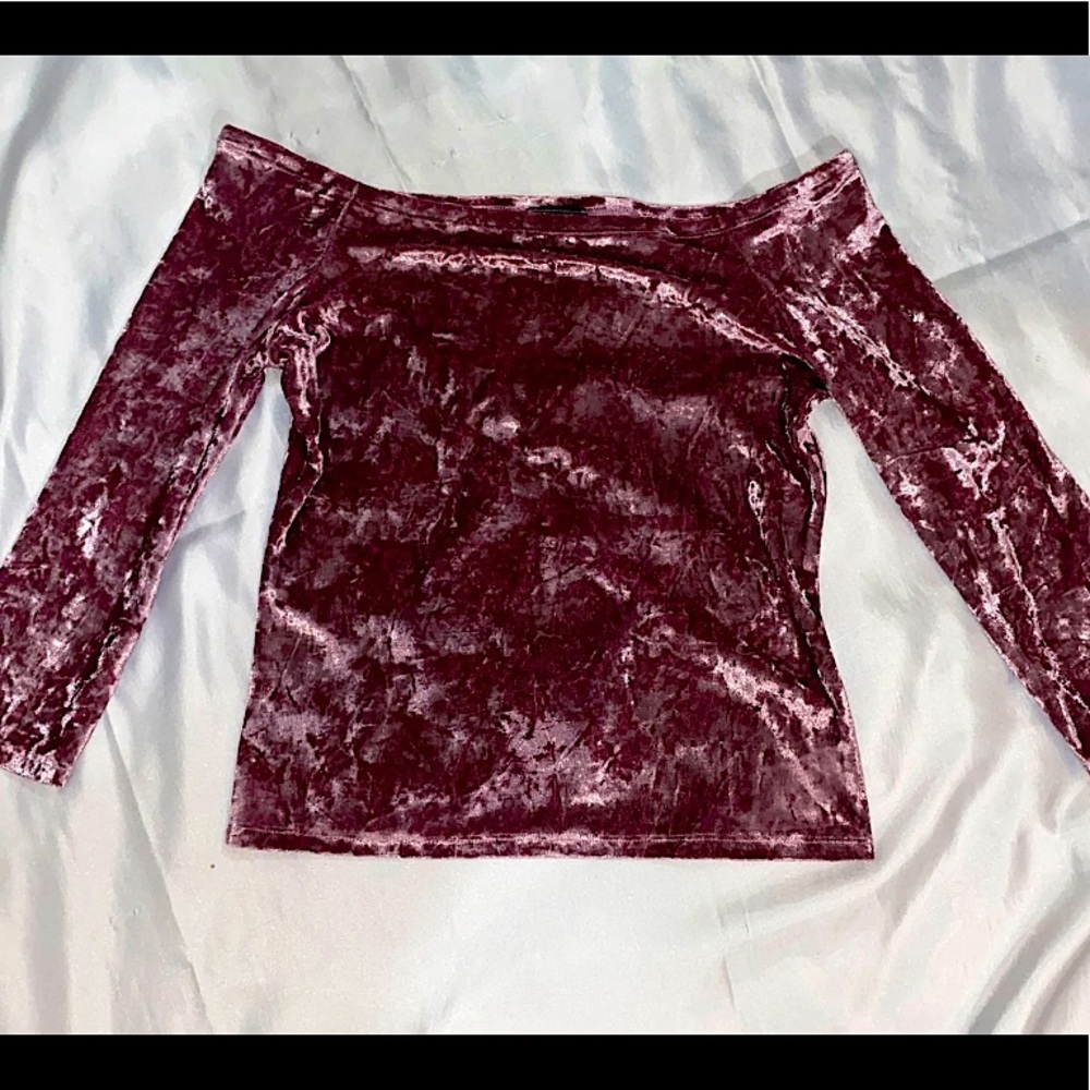 velour long sleeve off the shoulder top